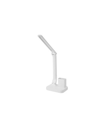 Flexo LED Bosco 6W blanco regulable y plegable con portalápices y soporte para móvil