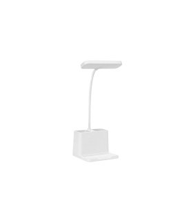 Flexo LED Genio 6W Blanco regulable y flexible con portalápices y soporte para móvil