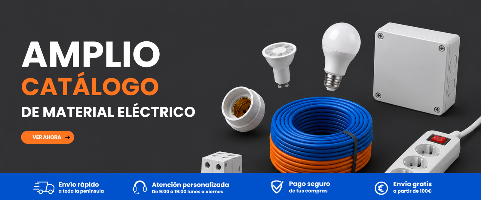 Amplio catálogo de material eléctrico